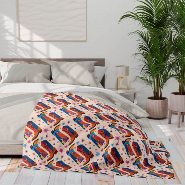 Colorful Cowboy Boots Blanket | Retro Vibe Home Decor - Image 3